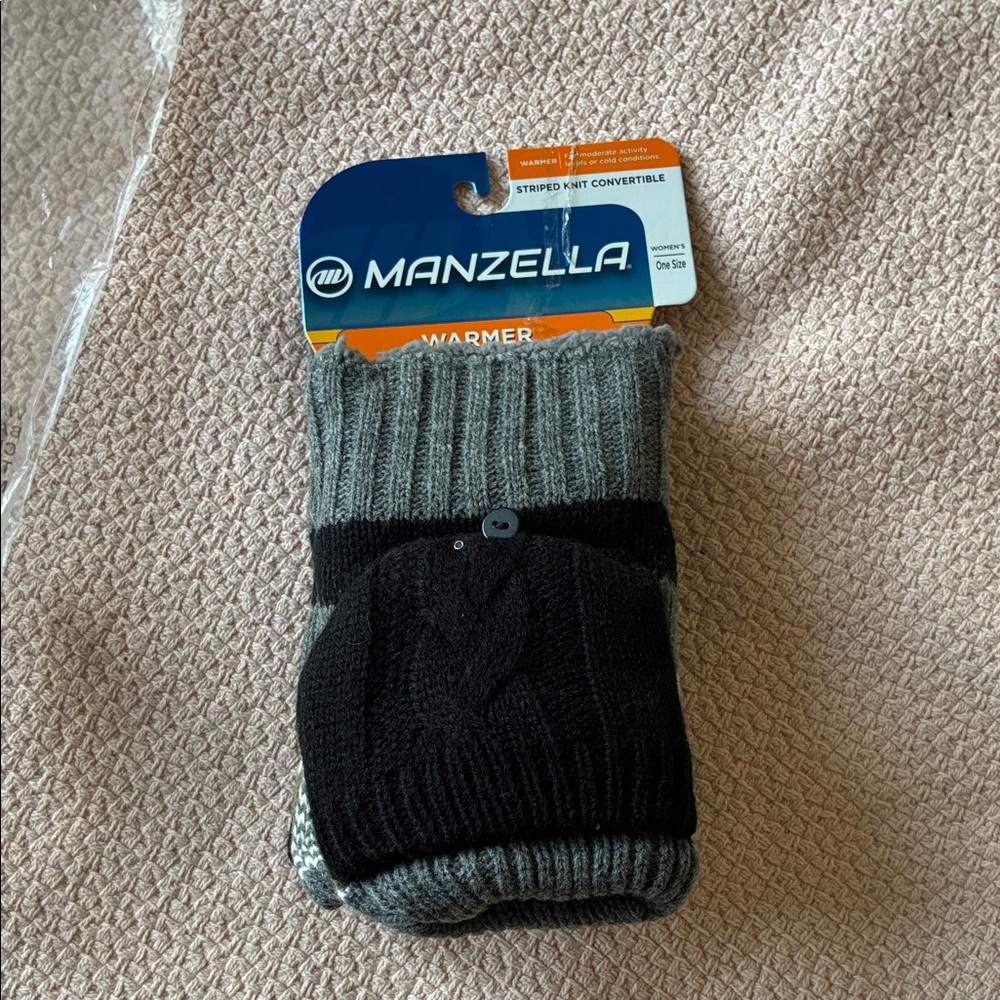 Manzella Striped Knit Convertible Mittens